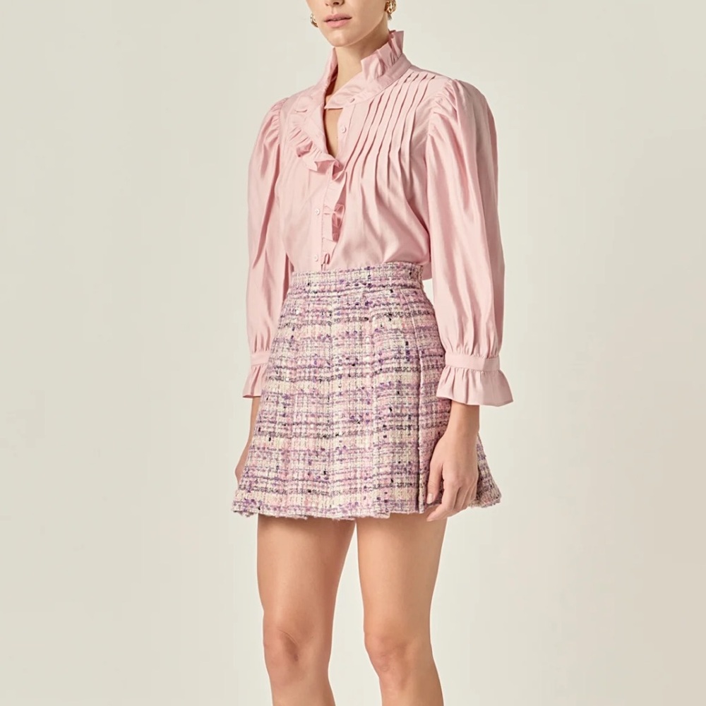 Tweed Pleated Skirt